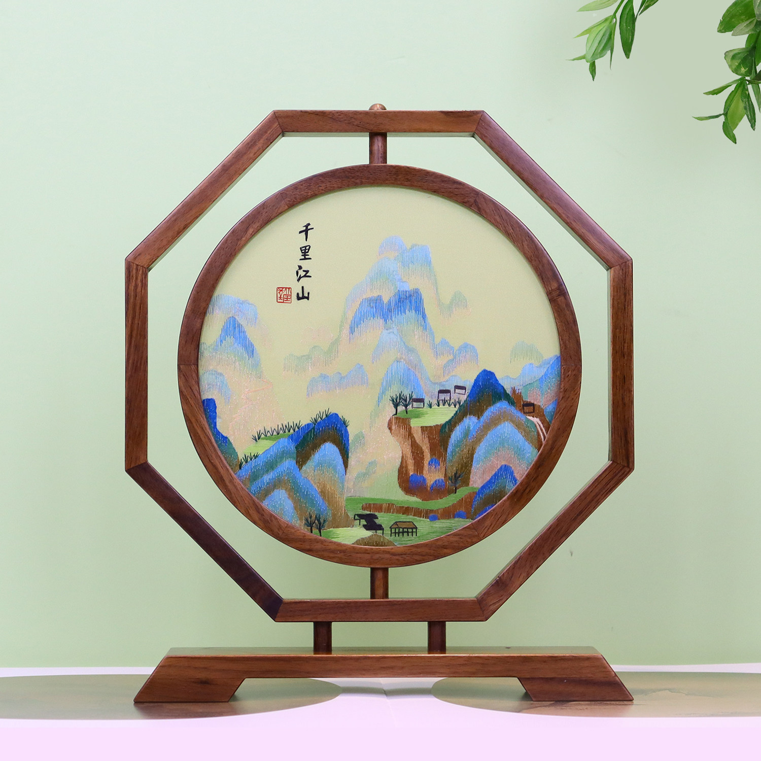毕业送导师礼物双面绣桌面摆件中国风特色礼品送老外手工刺绣台屏