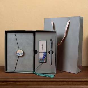 中国特色礼品送老外商务会议礼品纪念品手工刺绣笔记本套装