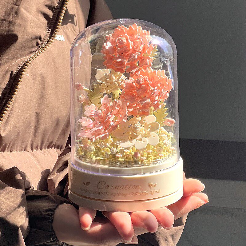 积木永生花束3d八音盒拼装高级感仙气diy手工生日礼物新年送女生