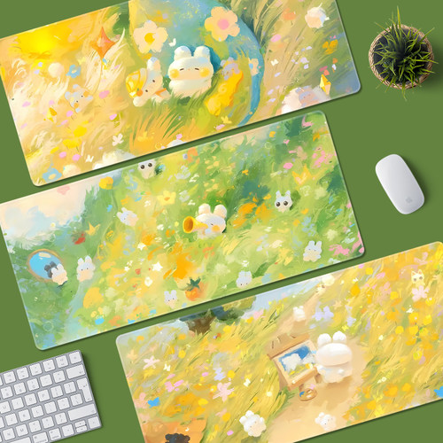 开春温柔插画鼠标垫办公学习写字