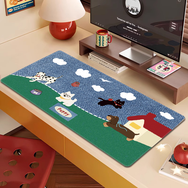 拼布风卡通鼠标垫超大女生高颜值办公室桌垫办公电脑垫手腕垫定制