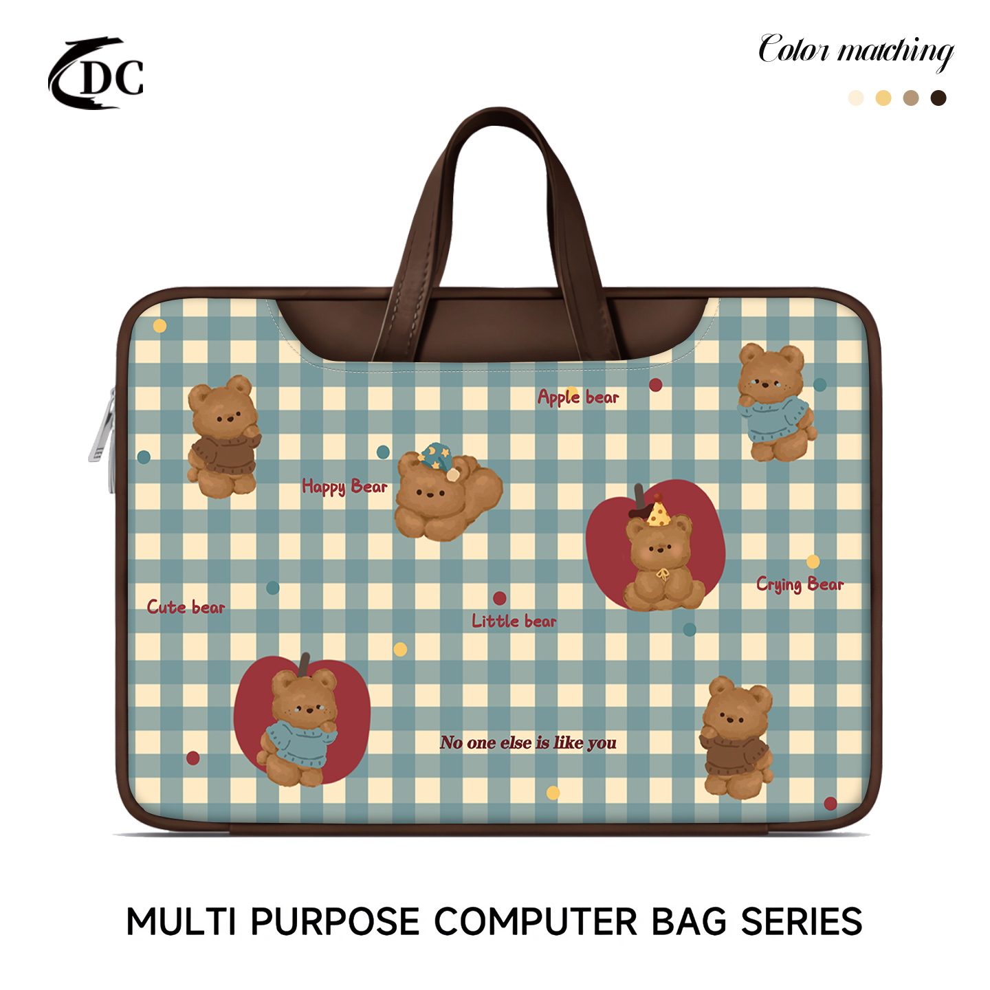 卡通小熊笔记本电脑包全开合防摔