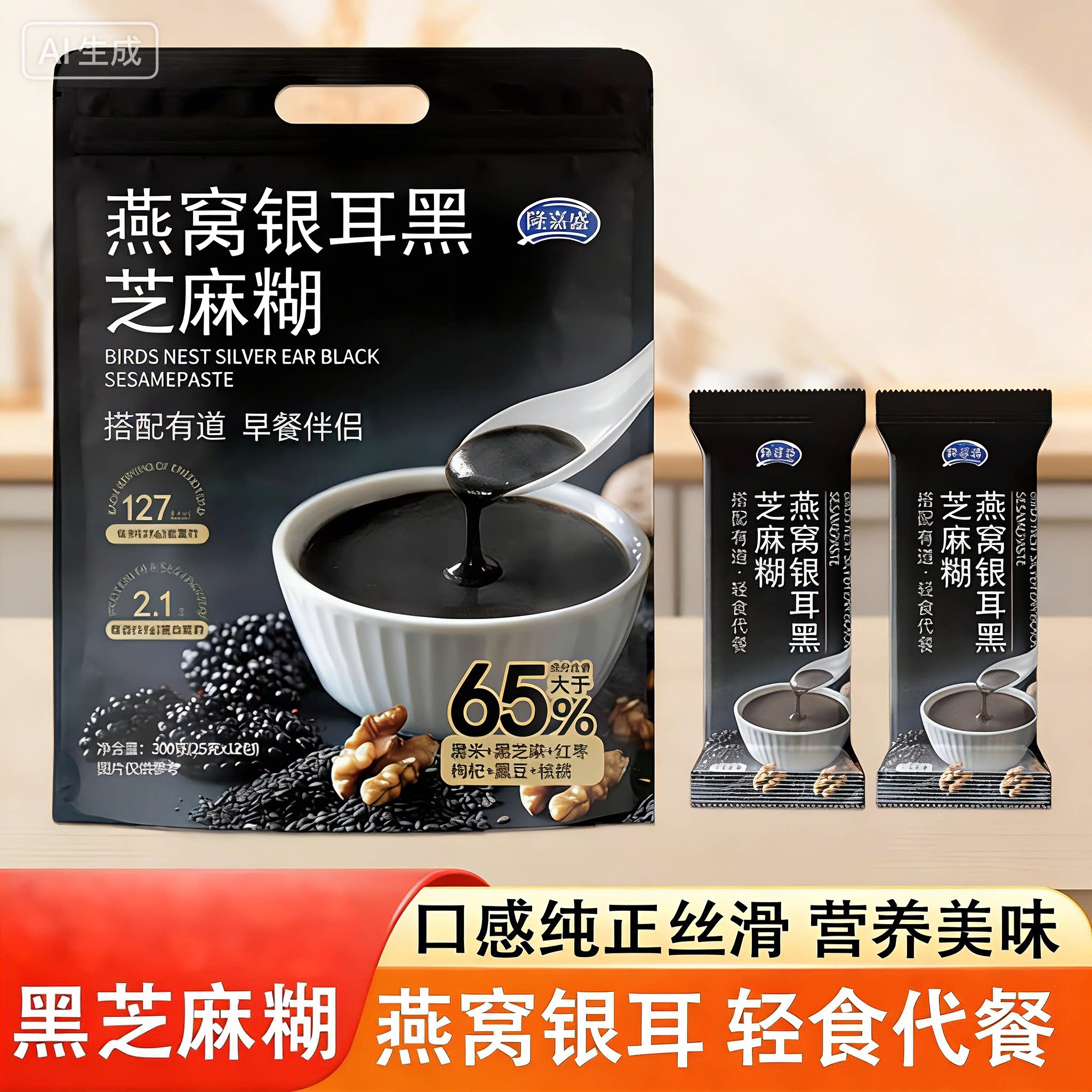 隆嘉盛燕窝银耳黑芝麻糊独立包装即食冲饮方便营养饱腹代餐早餐