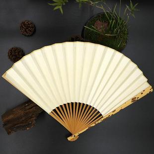 精品梅妃竹折扇空白宣纸苏工扇面斑竹9.5寸古风书画文玩古风扇子