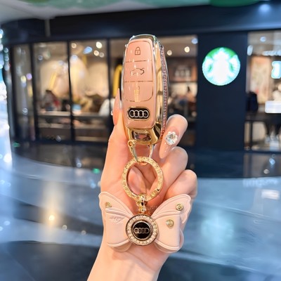 奥迪汽车钥匙套镶钻边框全包保护