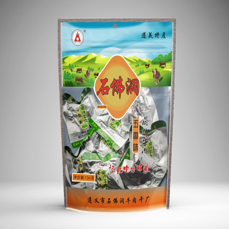 石佛洞卤汁牛肉136g贵州遵义牛肉干风干麻辣卤味袋装即食休闲零食