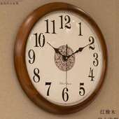 新中式 钟简约石英钟 实木钟表挂钟客厅挂表壁时钟静音墙表挂墙中式