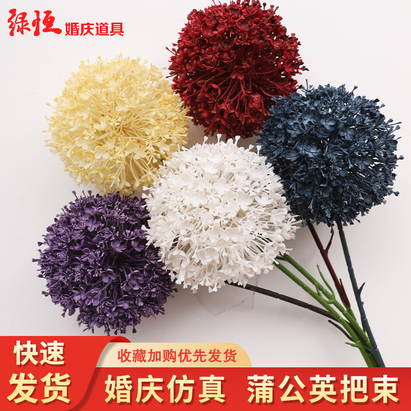 绿恒仿真蒲公英绣球干花束