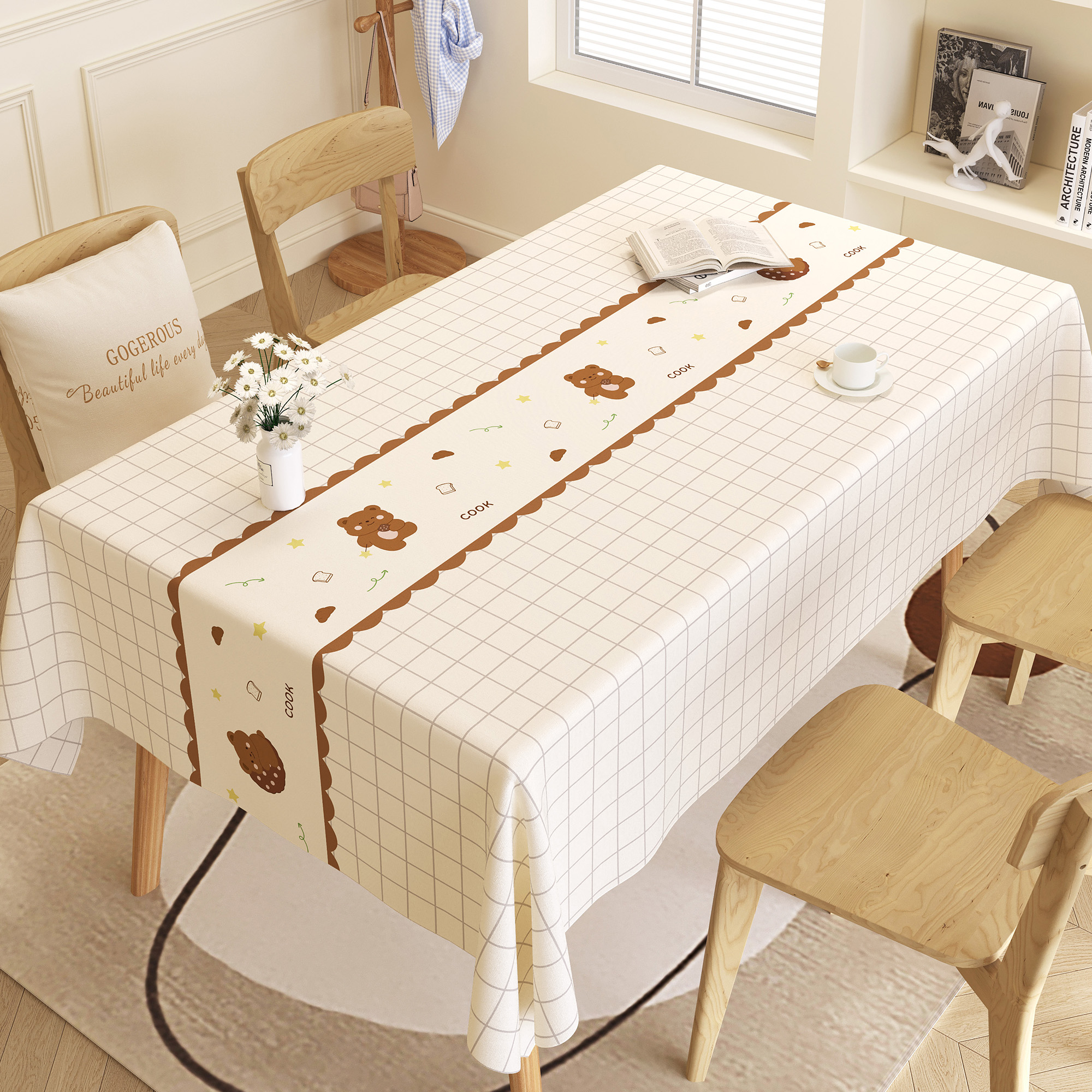 卡通桌布防水防油免洗2025新款高级感pvc餐桌垫长方形ins风台布