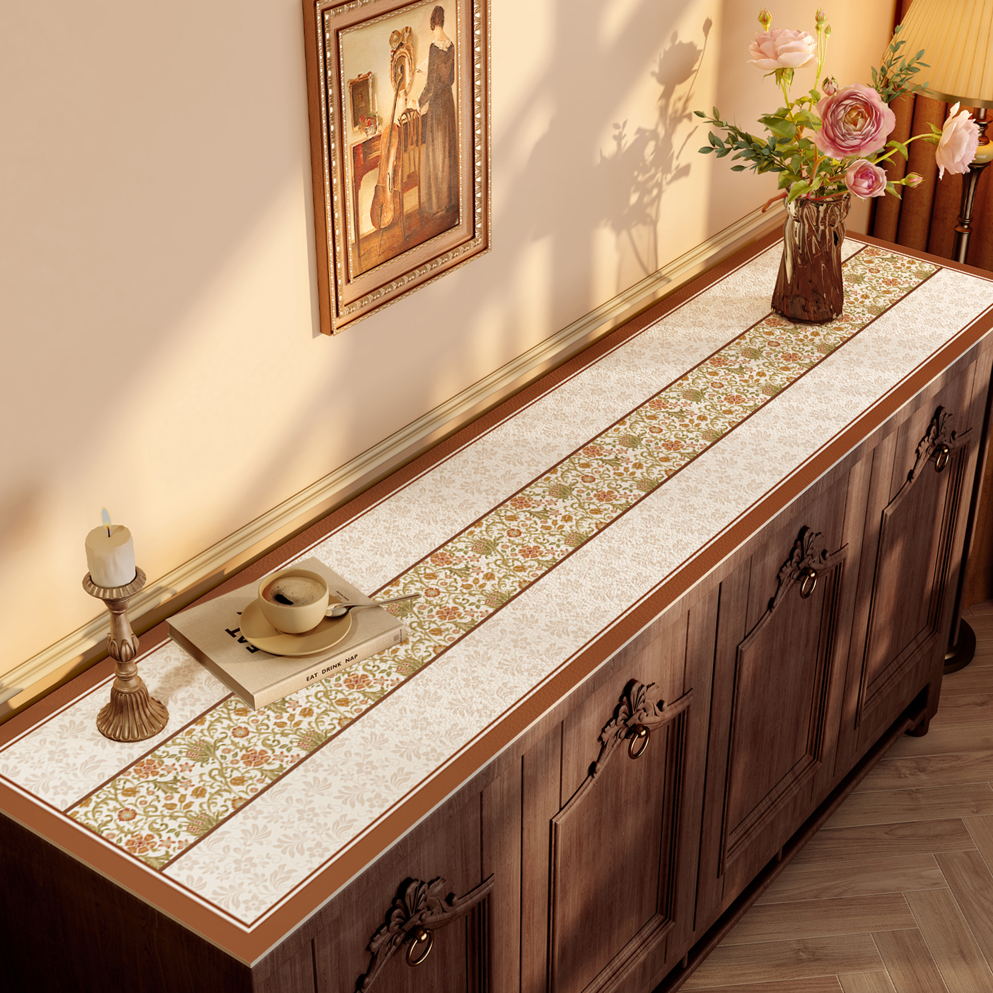 美式复古餐边柜桌垫酒柜桌布玄关桌面垫鞋柜台面垫子电视柜保护垫