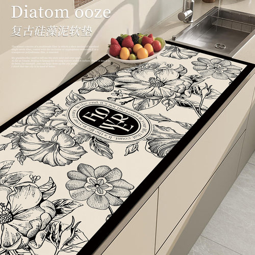 厨房台面沥水垫吧台吸水软垫防烫隔热垫灶台专用可裁剪硅藻泥垫子