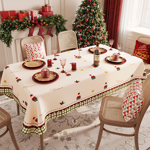 圣诞桌布防水防油免洗氛围感布置装饰餐桌布2026新款茶几红色台布