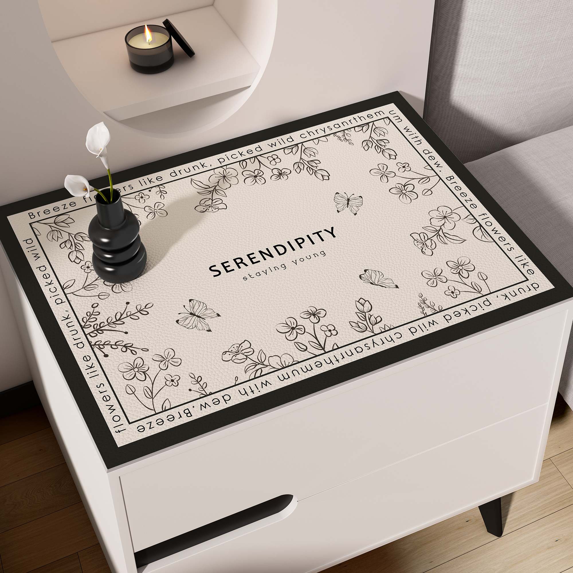 床头柜垫子轻奢高级感盖布台面保护桌垫2024新款防水防油免洗桌布