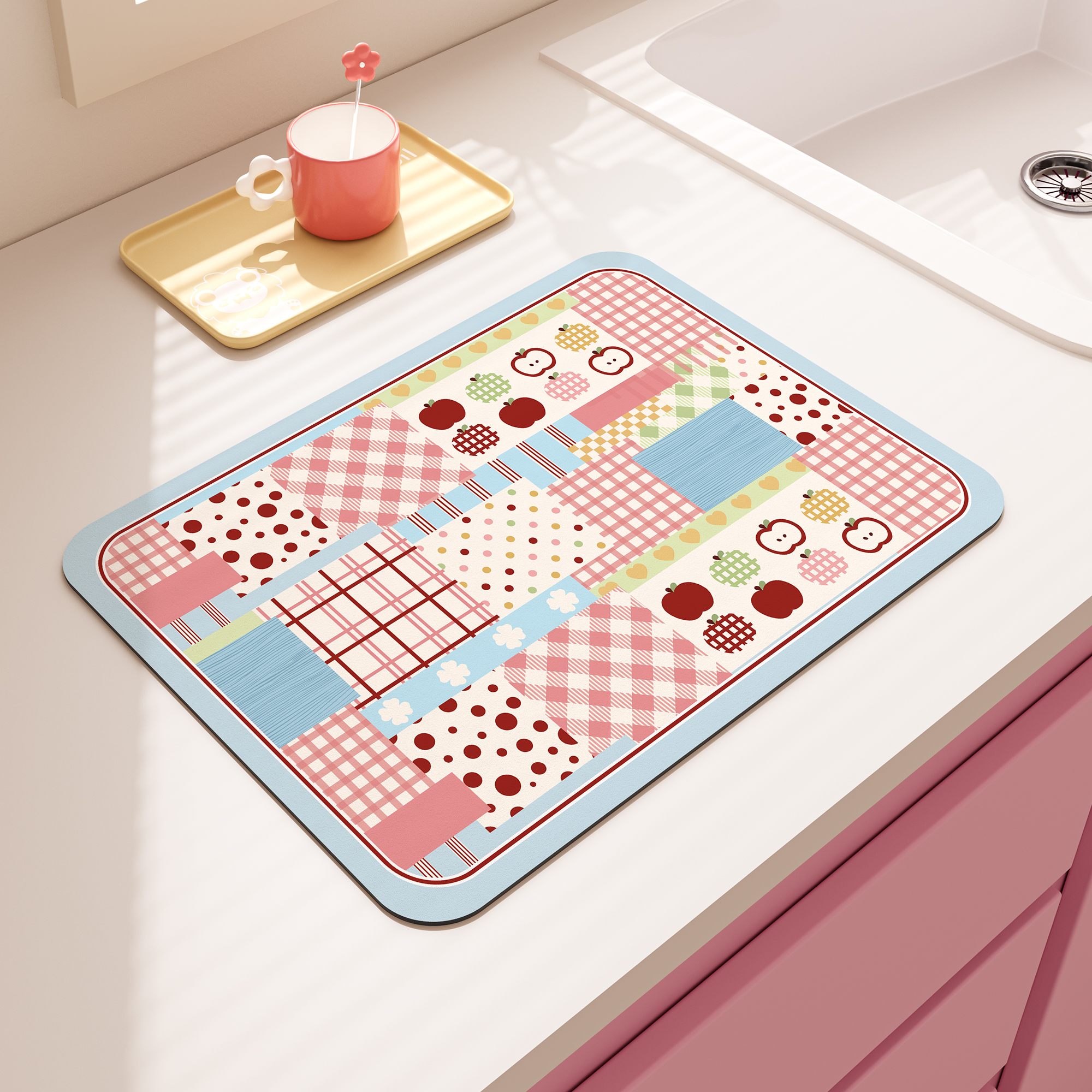 奶油风厨房餐具碗盘干燥控水垫沥水垫防烫多巴胺硅藻泥吸水垫子