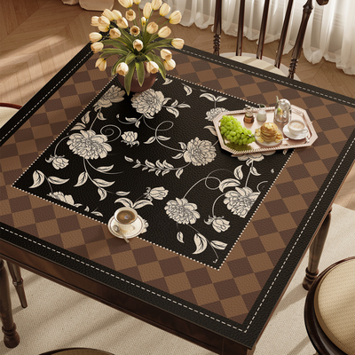 美式复古正方形桌布防油免洗防水餐桌垫方桌茶几布四方桌皮革台布