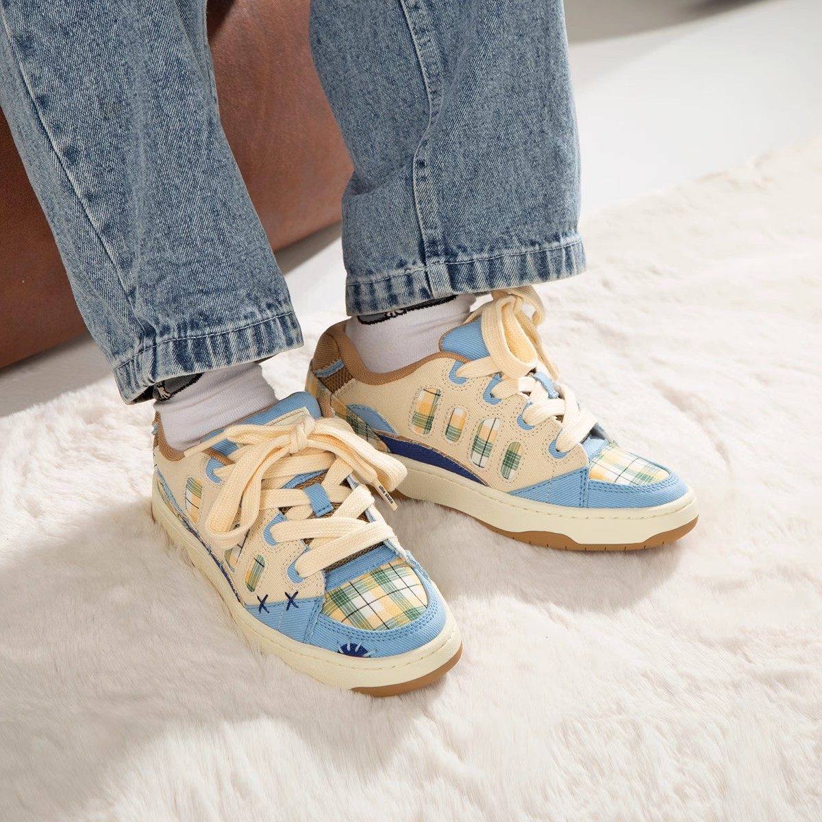 顽刻官方面包鞋校园风小熊饼干配色米蓝棕全帆布BAKE男女滑板鞋