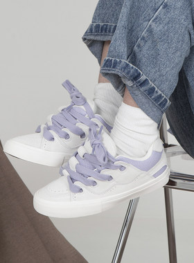 顽刻官方面包鞋紫白色拼色小清新BAKE淡紫色低帮男女专业滑板鞋