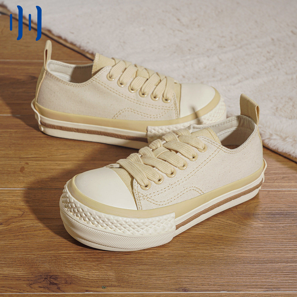 顽刻官方大头鞋米色胖丁圆头帆布复古BAKE男女国潮滑板鞋