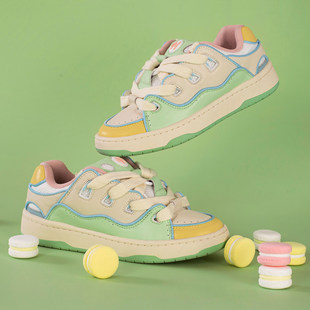顽刻官方面包鞋 马卡龙多巴胺冰淇淋配色全新皮质BAKE2男女滑板鞋
