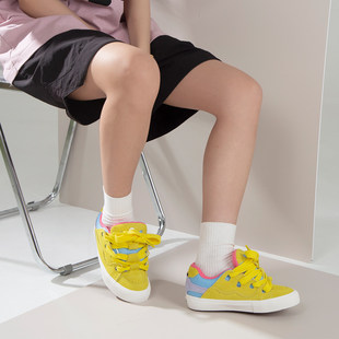 顽刻官方面包鞋 翻毛皮黄粉蓝复古撞色拼接BAKE男女滑板鞋