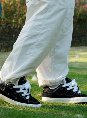 顽刻官方面包鞋黑色翻毛皮拼接复古BAKE男女国潮滑板鞋