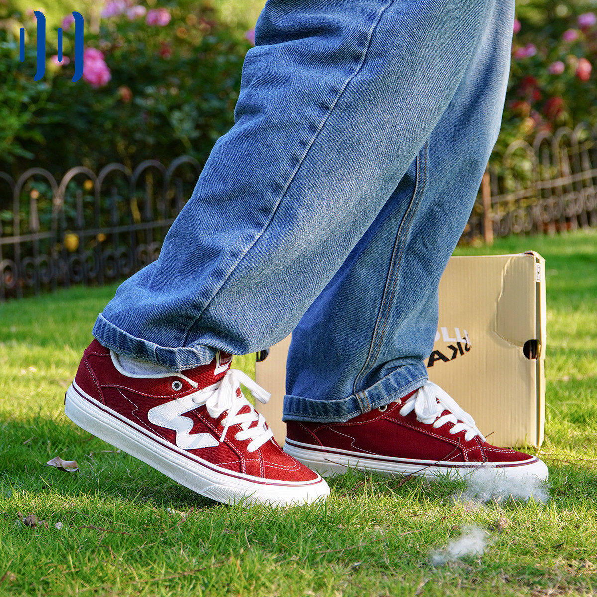 顽刻官方酒红美拉德春季校园风W系列翻毛皮帆布男女国潮滑板鞋