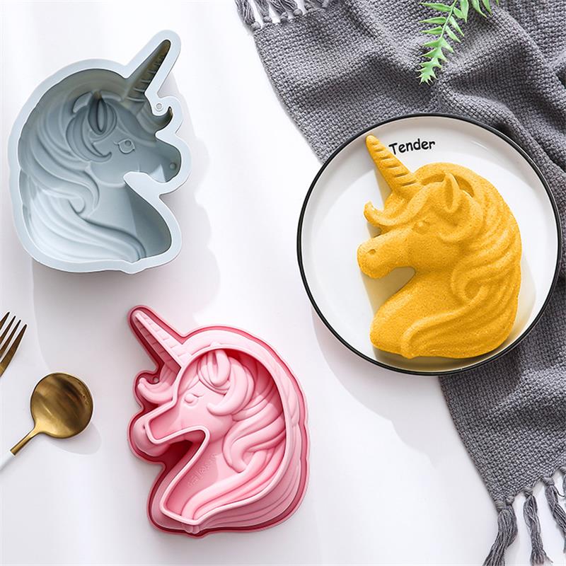 现货 6寸独角兽造型硅胶模具烘焙烤盘工具蛋糕模甜点心巧克力模具
