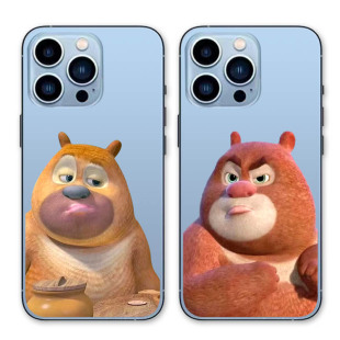 熊出没熊大熊二撇嘴卡通动画片新款苹果iPhone15Promax14透明软硅胶潮牌透黑壳恶搞小米荣耀oppovivo手机壳