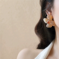 Jade 涴 flower ~ Exaggerated, fresh, gentle and sweet blue and pink flower earrings, niche design sense and simple earrings thumbnail 2