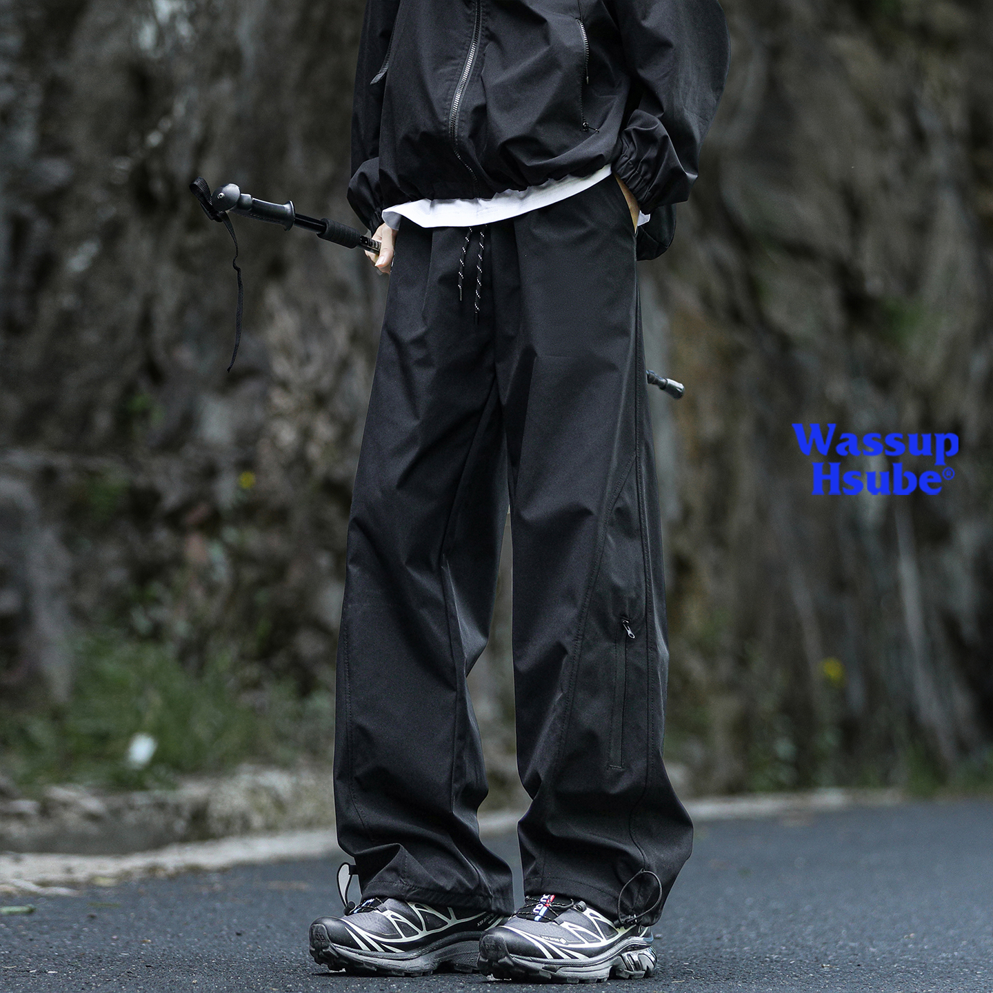 潮牌山系机能风冲锋裤男