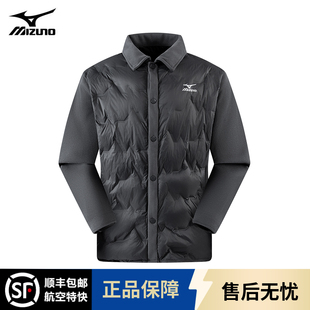 Mizuno/美津浓衬衫翻领羽绒服男士秋冬季防寒保暖轻薄款夹克外套