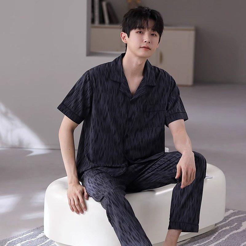 睡衣男夏季纯棉短袖长裤开衫翻领休闲可外穿青少年高档全棉家居服,女士内衣/男士内衣/家居服,睡衣/家居服套装,淘宝优惠券,粉丝福利购,淘宝优惠卷