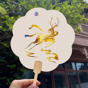 九色鹿非遗烧箔画团扇手工材料包diy活动敦煌壁画飞天金箔扇子画