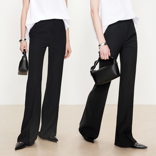 【360显瘦】加绒加厚 黑色高腰修身微喇裤女秋冬微喇西装裤1170