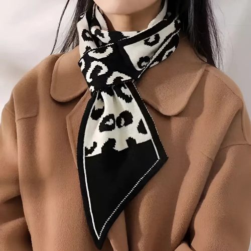 秋冬针织护颈围巾时尚百搭双面拼