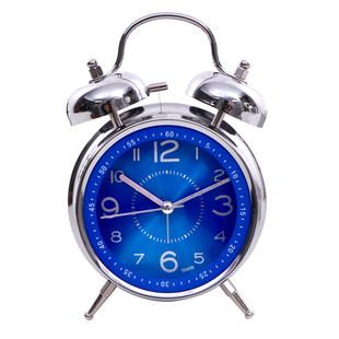 精选富达闹钟学生儿童时尚简约床头金属机械打铃静音小闹钟夜灯创