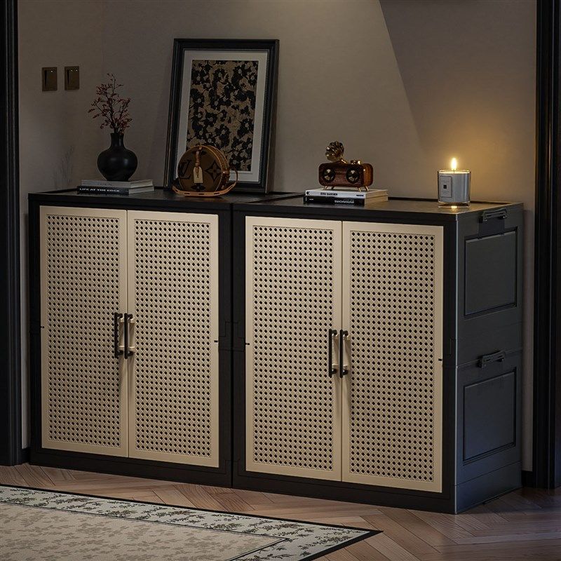 精选中古风鞋柜家用门口入户玄关收纳一体靠墙收纳柜可折叠对开门,收纳整理,鞋柜,淘宝优惠券,粉丝福利购,淘宝优惠卷