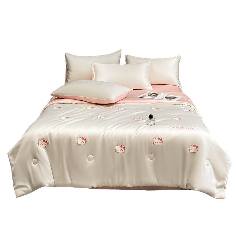 可爱kt猫夏天冰丝夏凉被四件套2025新款空调被单人可机洗薄款夏被