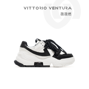 杨超越鞠婧祎同款 VITTORIOVENTURA薇薇燃牛皮厚底气垫老爹鞋板鞋