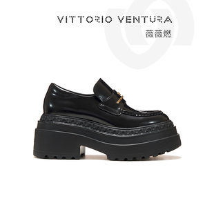 乐福鞋 VITTORIO 单鞋 VENTURA薇薇燃 牛皮logo扣厚底增高四季
