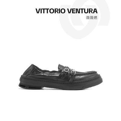 VITTORIOVENTURA/薇薇燃羊皮细带贝壳跟休闲乐福鞋