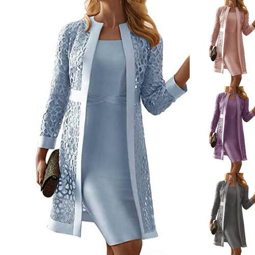 Vest dress women's two-piece suit外套背心连衣裙女两件套套装