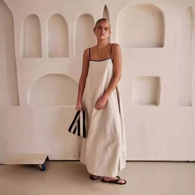 宽松吊带度假休闲连衣裙