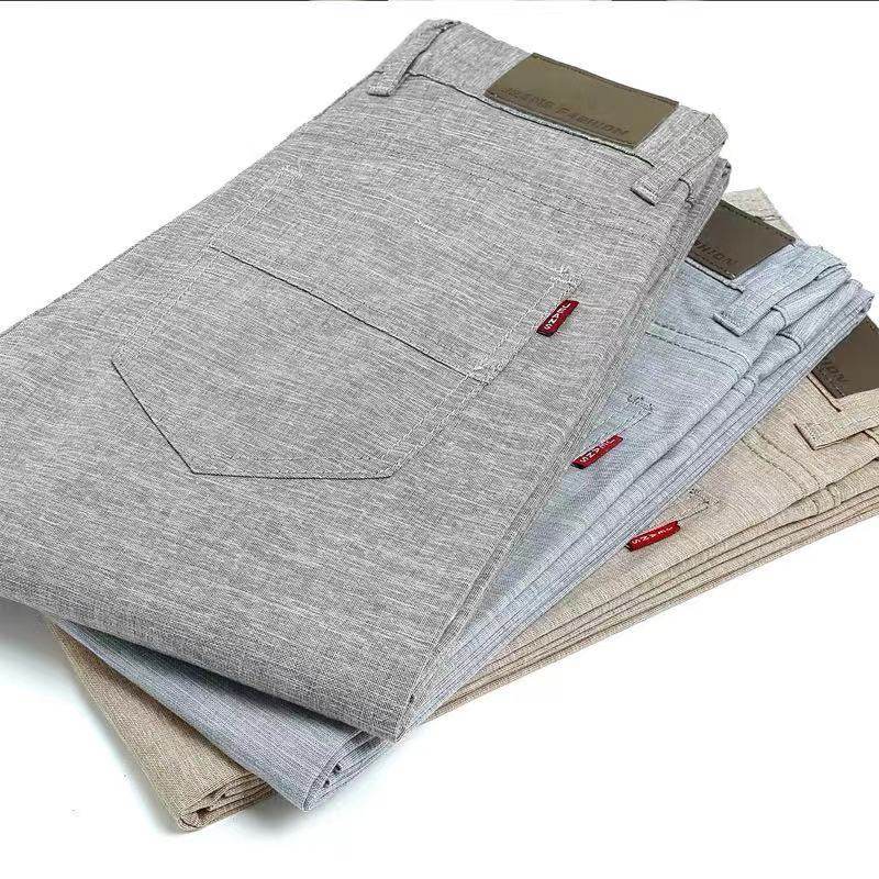 Korean Slim Fit Cotton Hemp Men's Pants韩版修身青年棉麻男裤