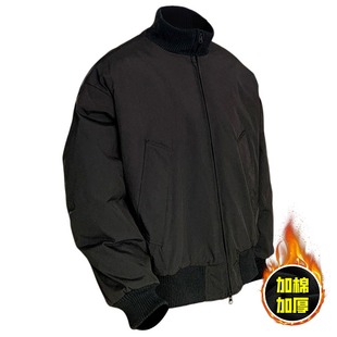 复古潮牌棉袄保暖外套男款 宽松休闲棉服美式 秋冬季 藏青色棉衣男士