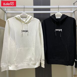 潮外套男 韩版 班尼路卫衣男连帽套头秋冬款 印花上衣宽松休闲运动装