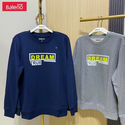 班尼路秋冬男装卫衣 纯棉舒适百搭休闲创意字母印花圆领套头上衣