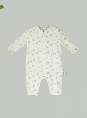 ArborTree 环保印花100%天然有机棉春秋宝宝前开连体衣爬服A类