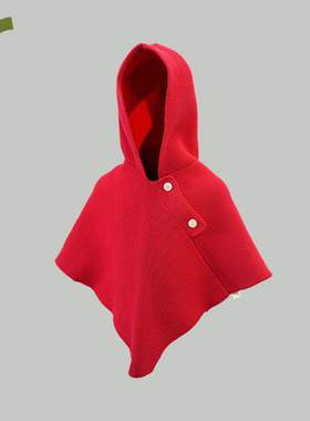 ArborTree 100%有机棉宝宝春秋冬针织披肩斗篷 保暖厚实亲肤