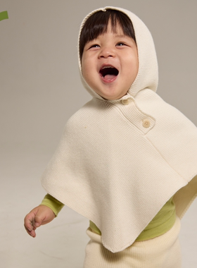 ArborTree 有机棉羊绒宝宝春秋冬针织披肩斗篷 保暖厚实亲肤